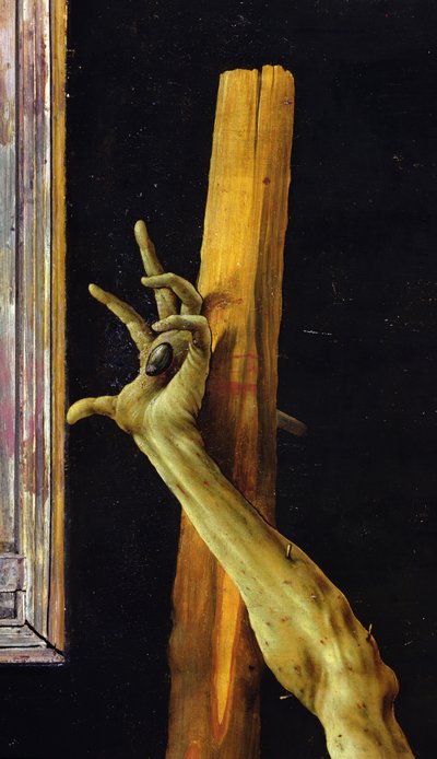 The Isenheim Altarpiece (closed detail of the left hand of Christ) by Matthias Grünewald